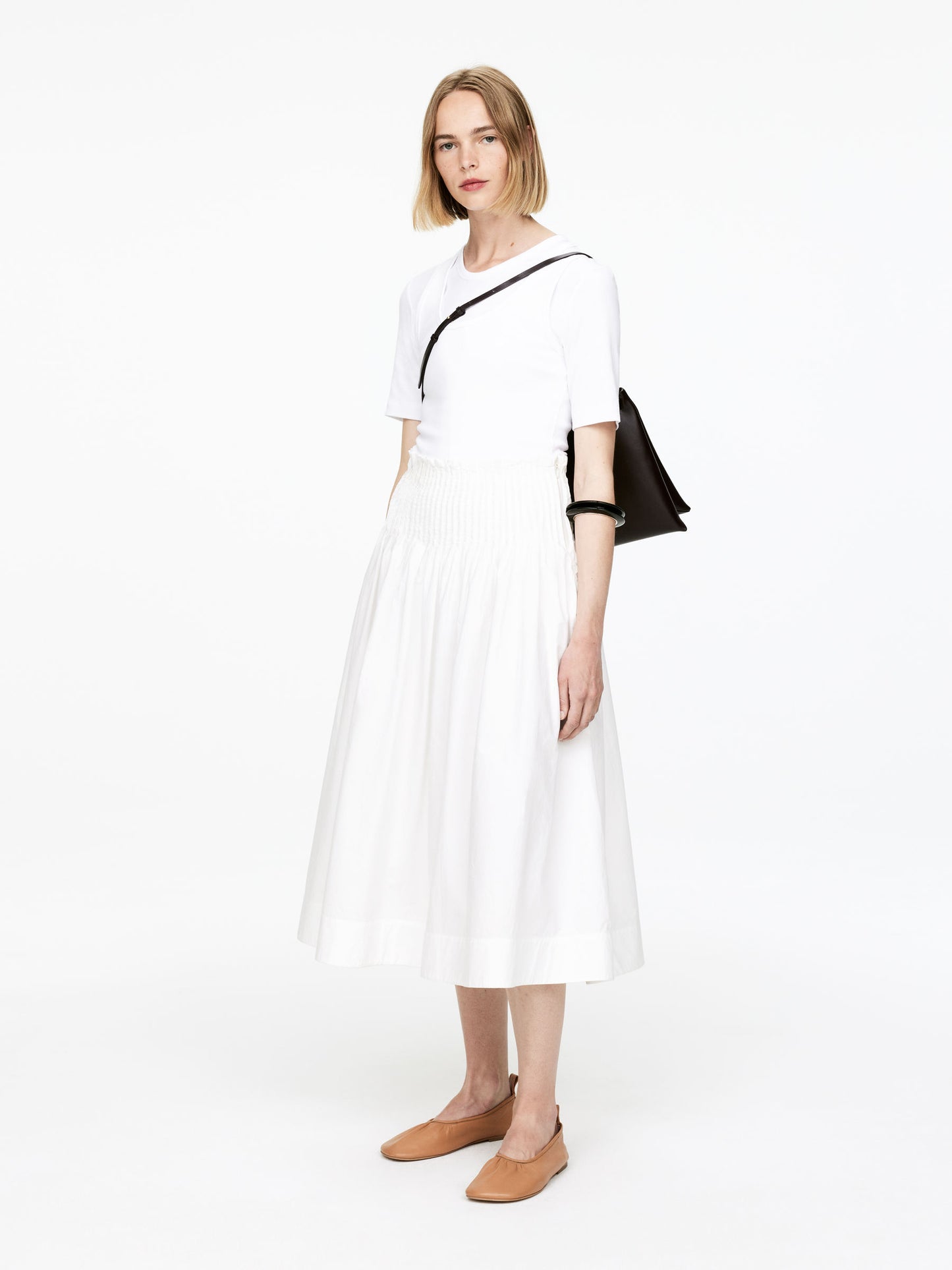 Pintuck Cotton Skirt