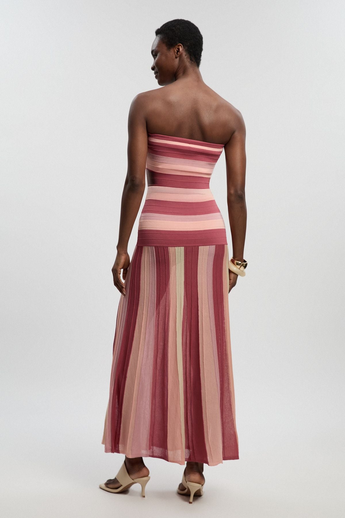 Striped Bardot Knit Maxi Dress