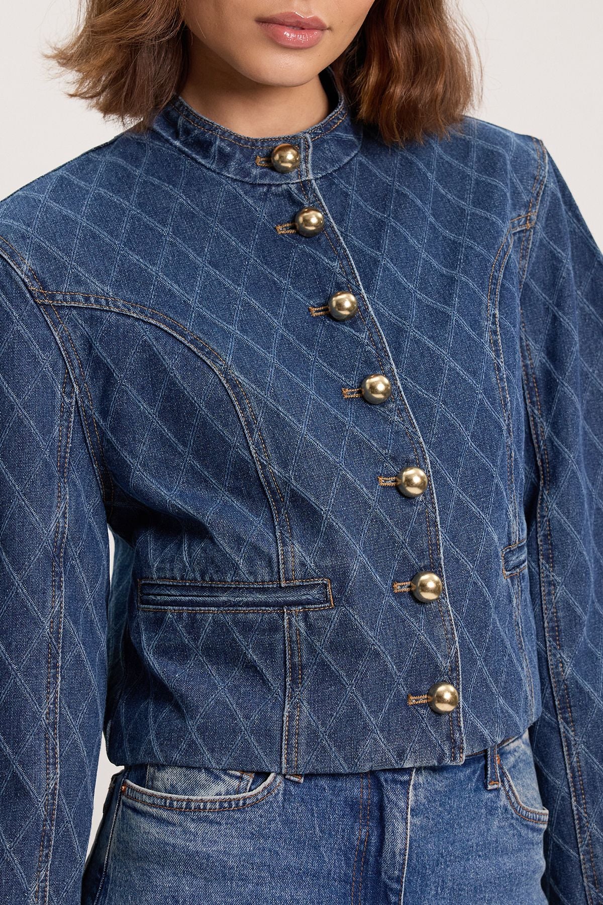 Denim Balloon Sleeve Jacket