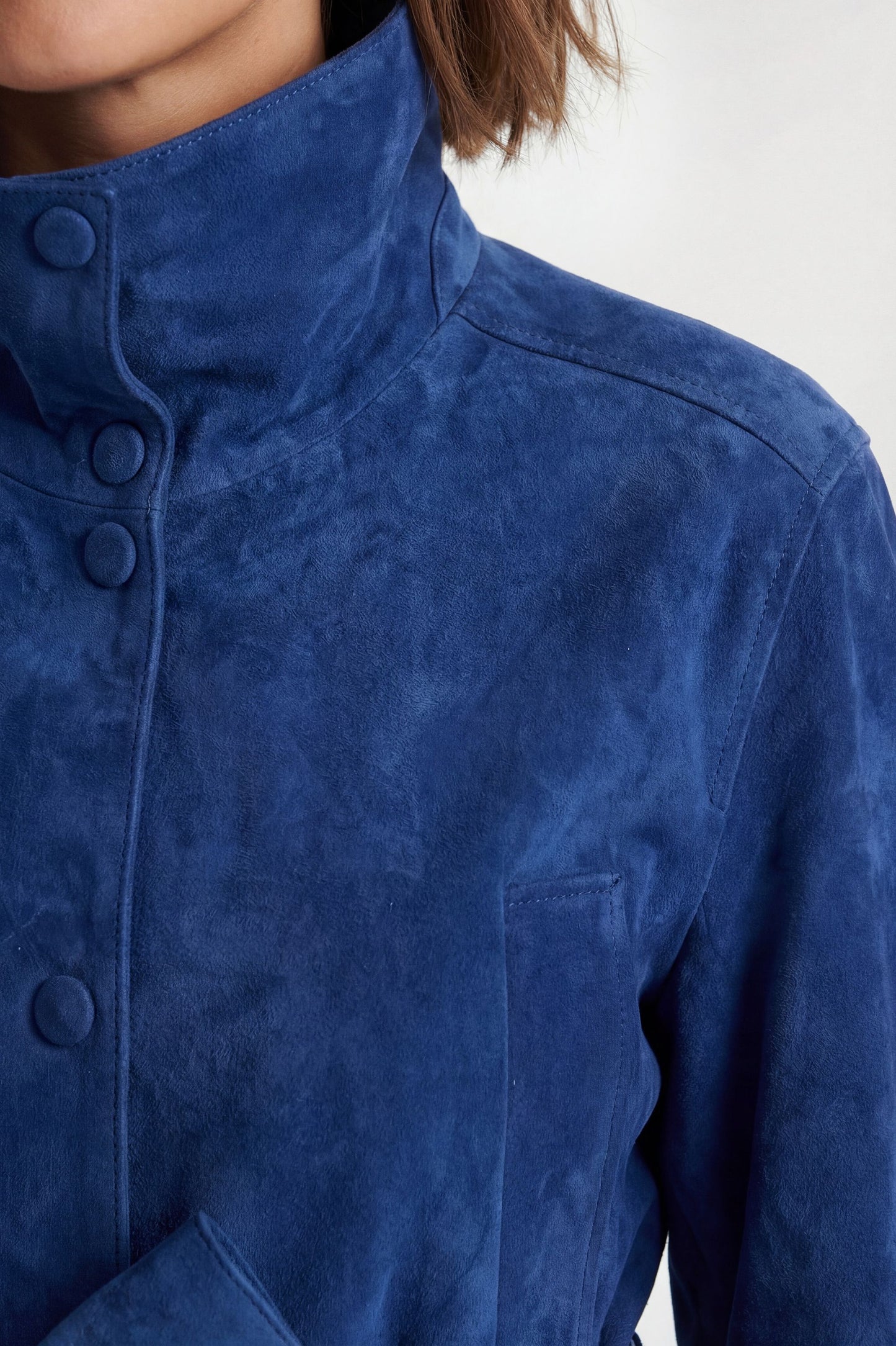 Suede High Collar Pocket Jacket