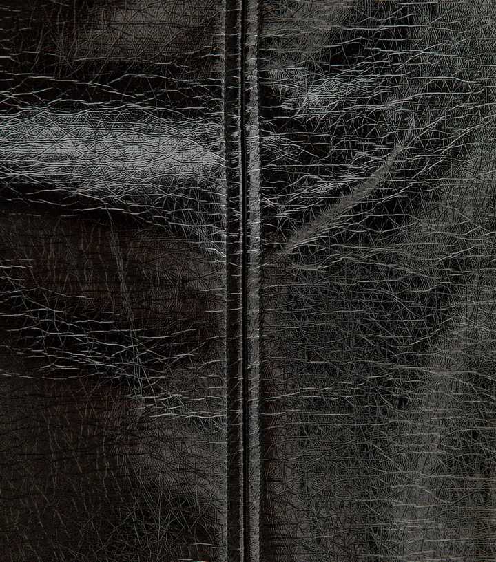 Black Cracked Faux Leather Midi Skirt