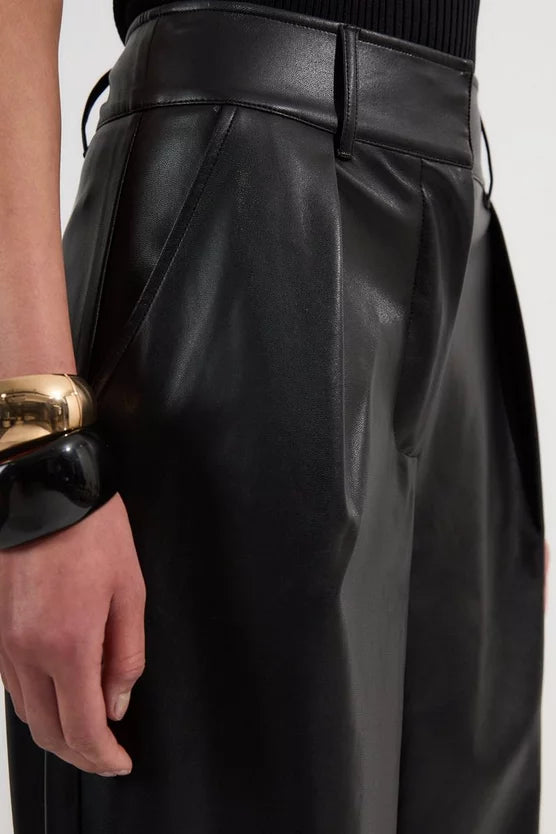 Faux Leather High Waisted Wide Leg Trousers