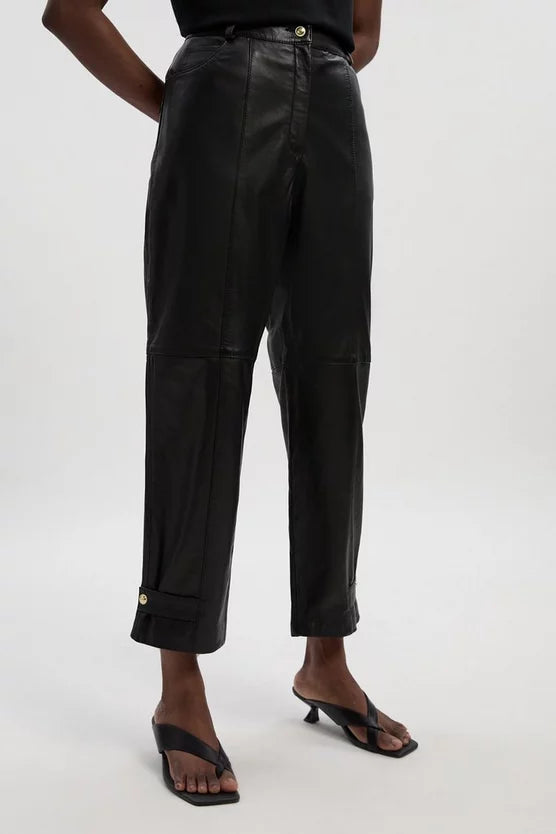 Leather Hem Detail Trouser