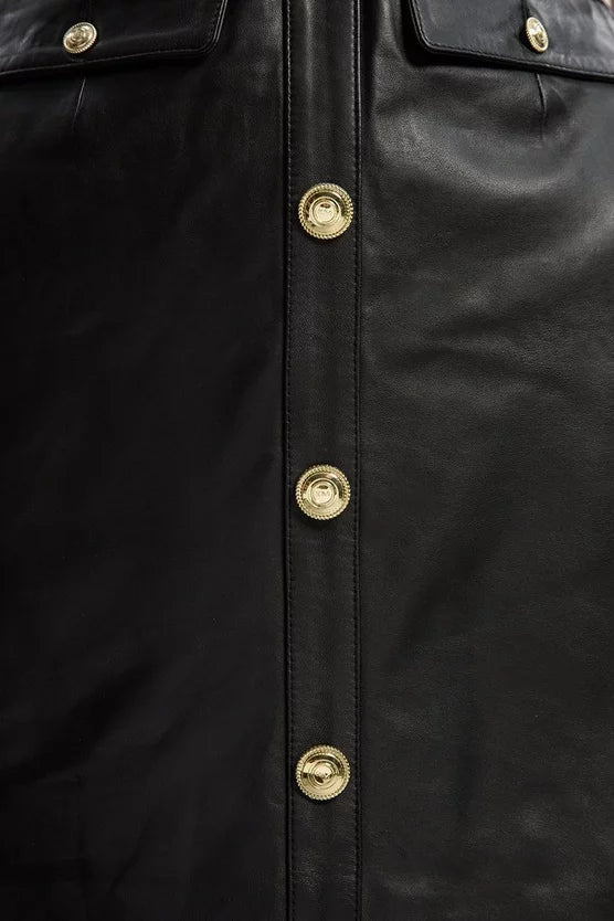 Leather Pocket Belted Mini Dress