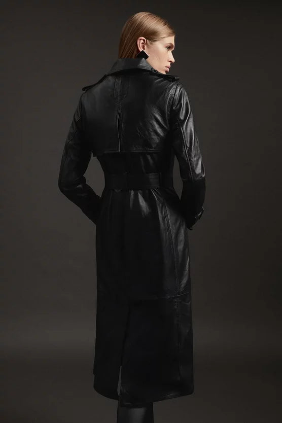 Leather Trench Belted Mac Midi Coat