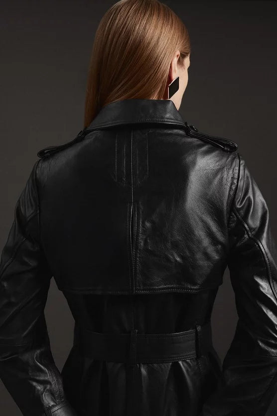 Leather Trench Belted Mac Midi Coat