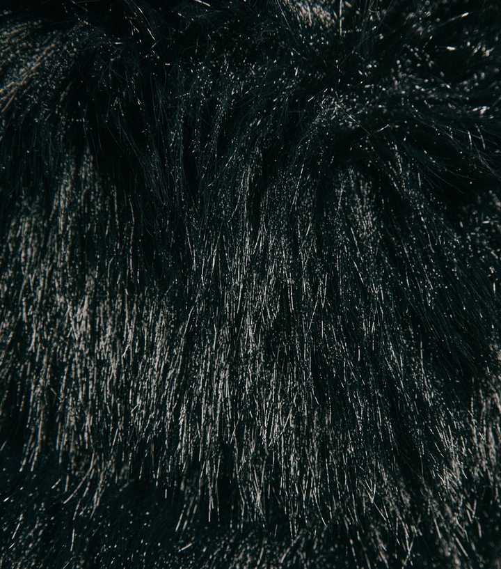Black Panelled Faux Fur Jacket
