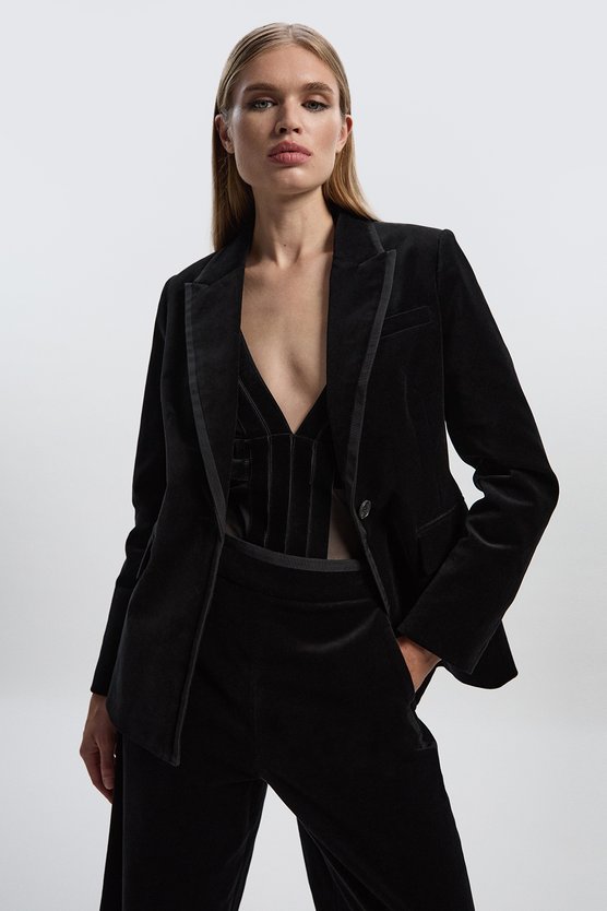 Velvet Groisgrain Tailored Blazer