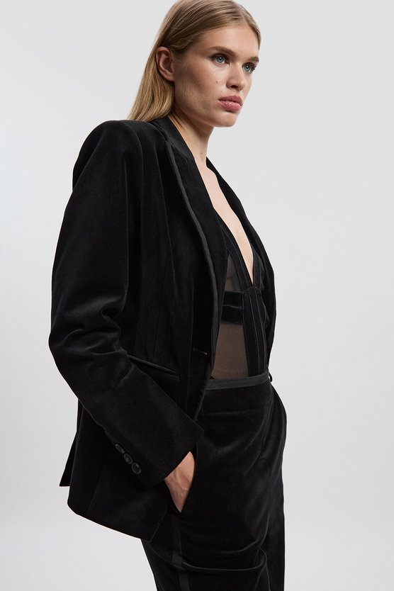 Velvet Groisgrain Tailored Blazer
