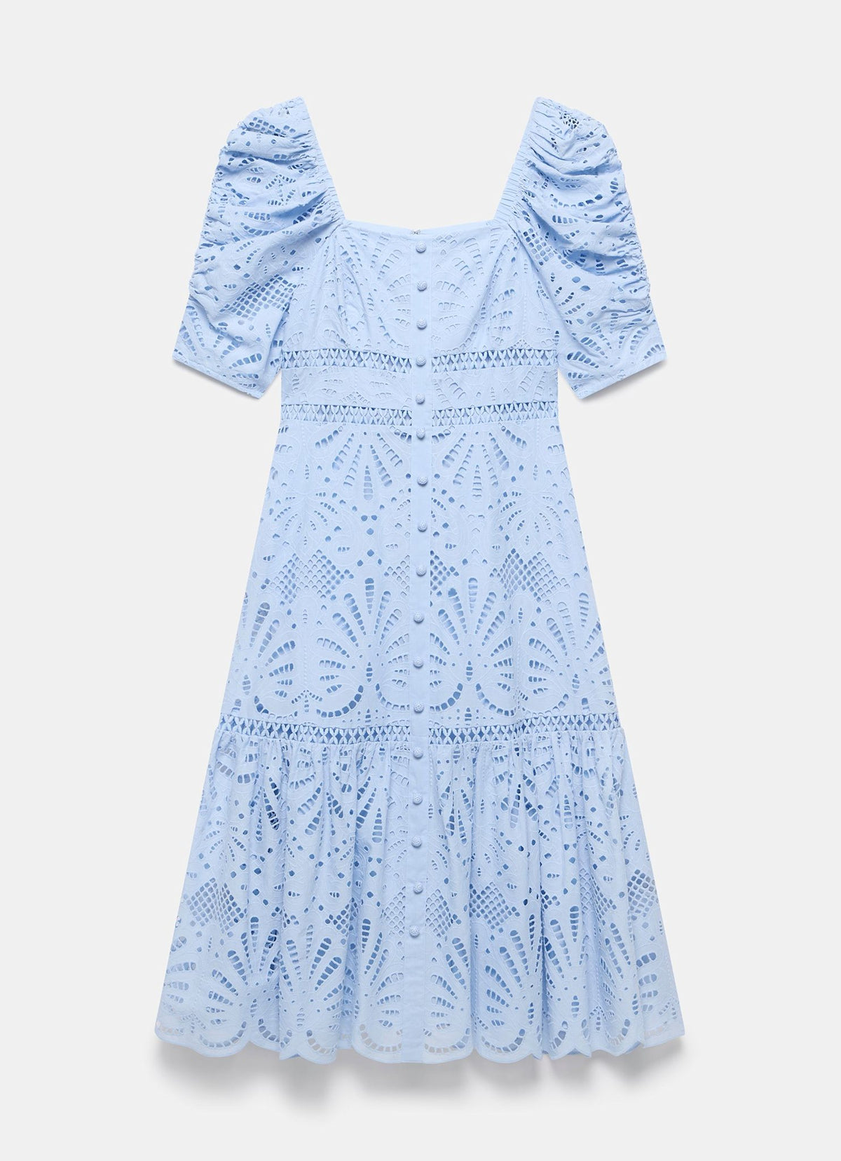 Blue Broderie Midi Dress