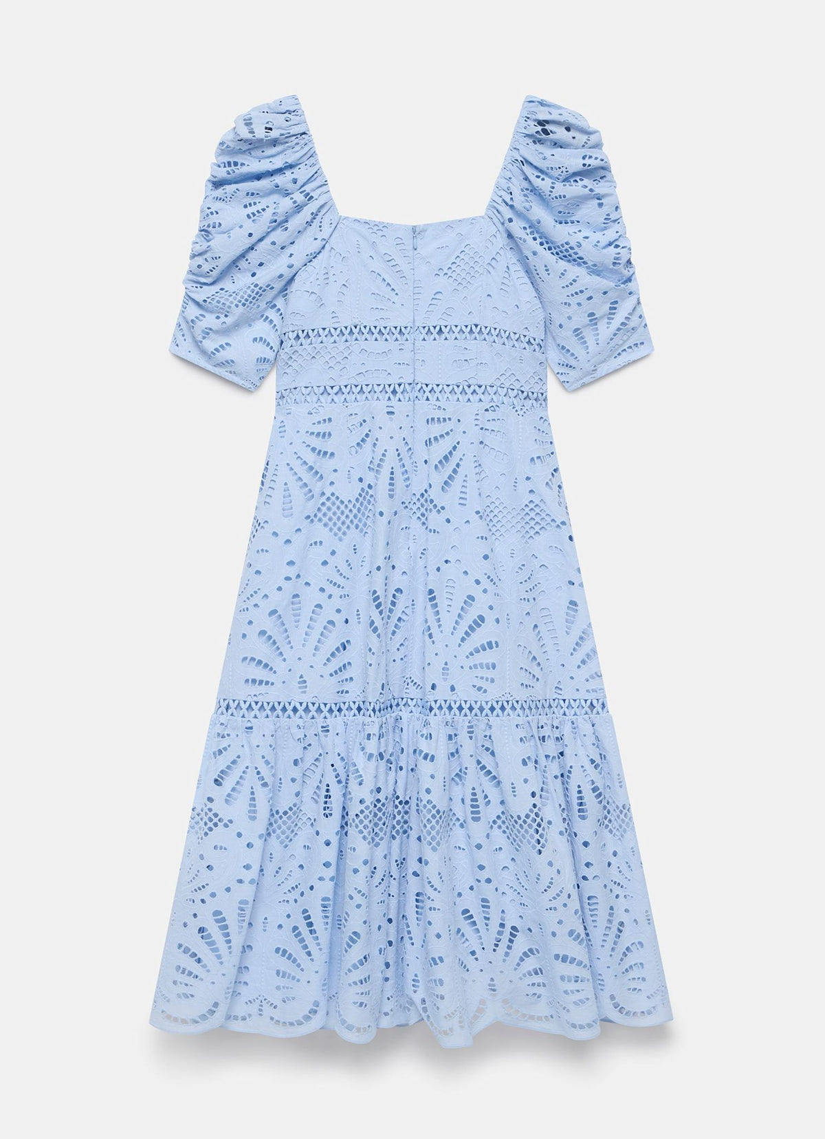Blue Broderie Midi Dress