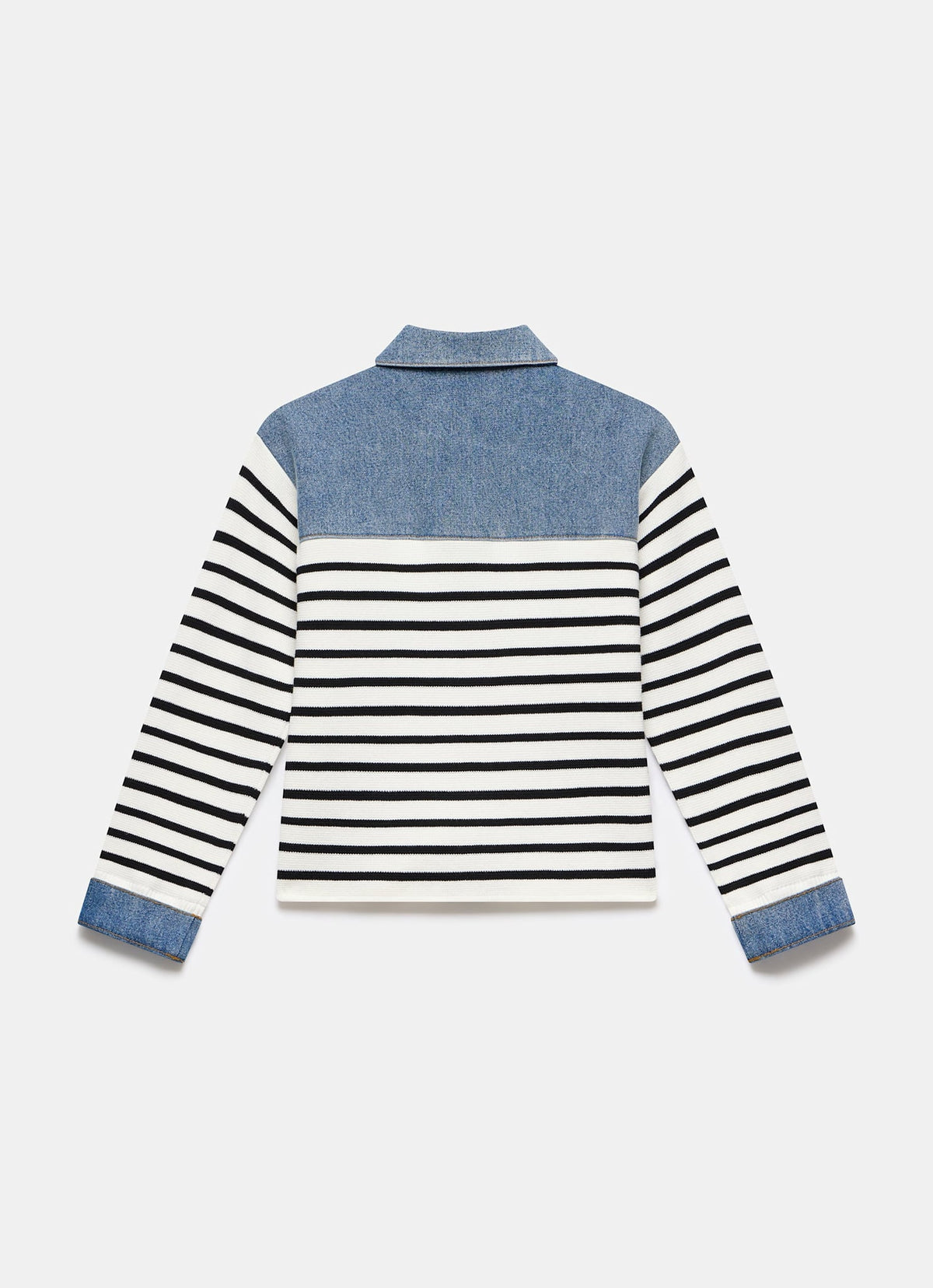 Blue Denim Striped Knit Jacket