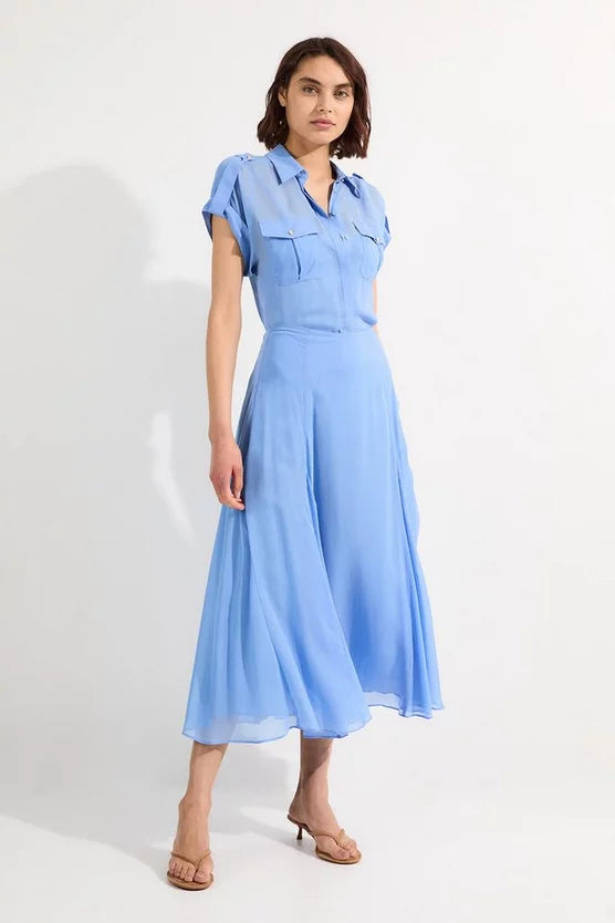 Sheer Viscose Georgette Woven Maxi Skirt