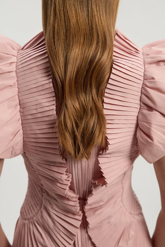 Pleated Ruffle Sleeve Woven Top