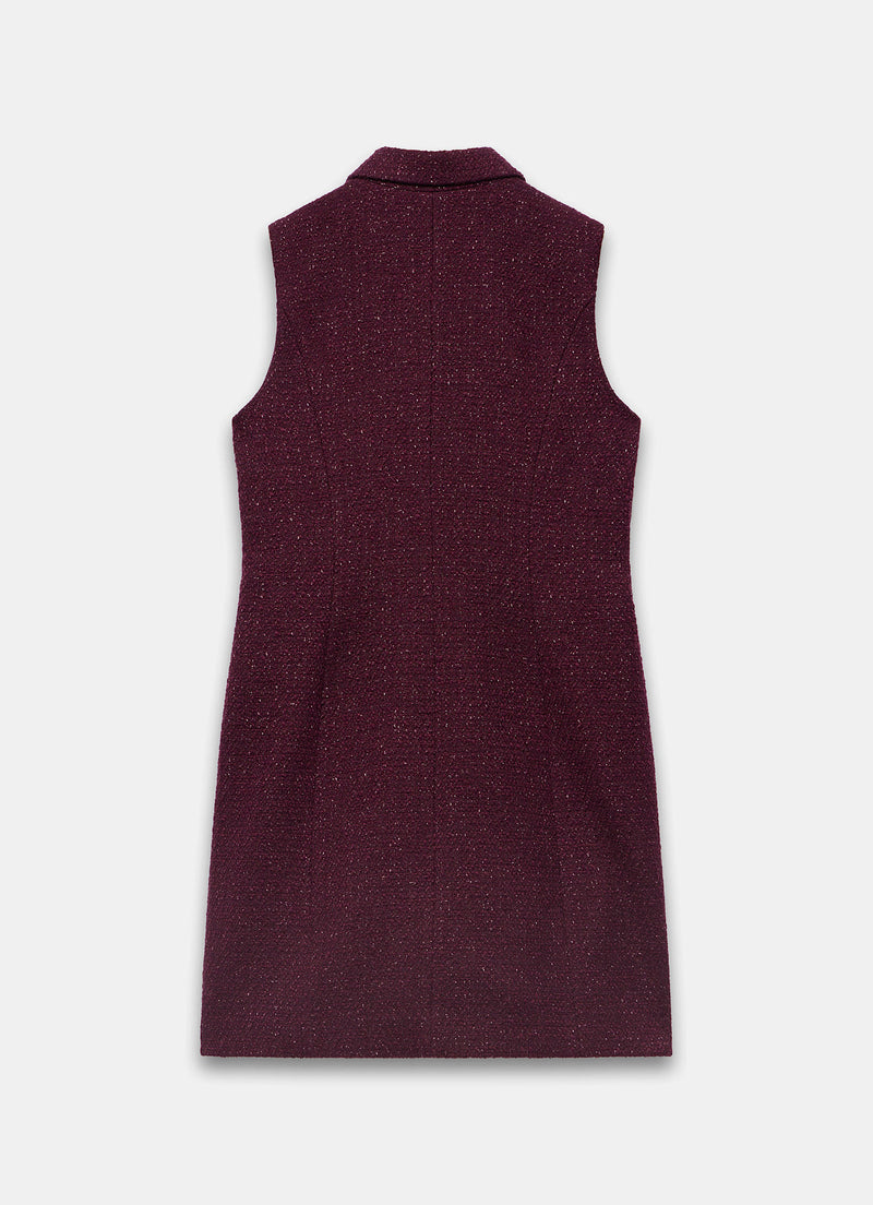 Burgundy Boucle Mini Shift Dress