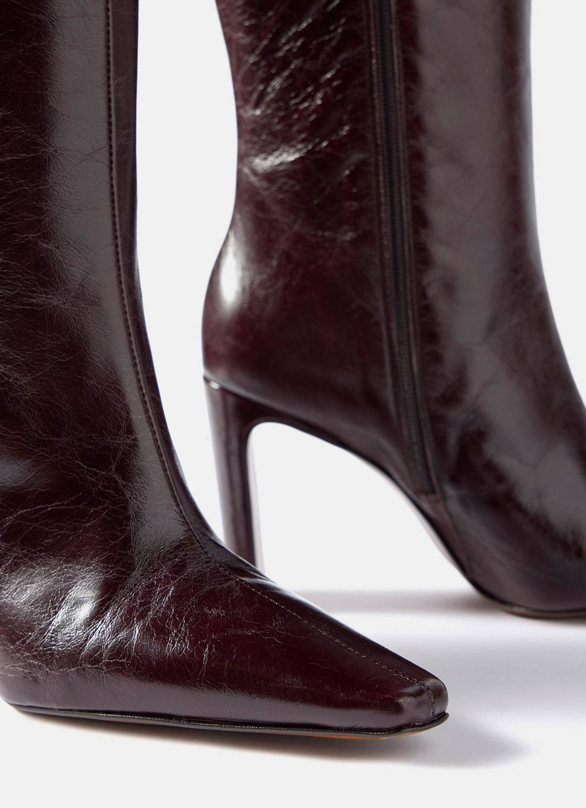 Bridie Burgundy Leather Knee High Boots