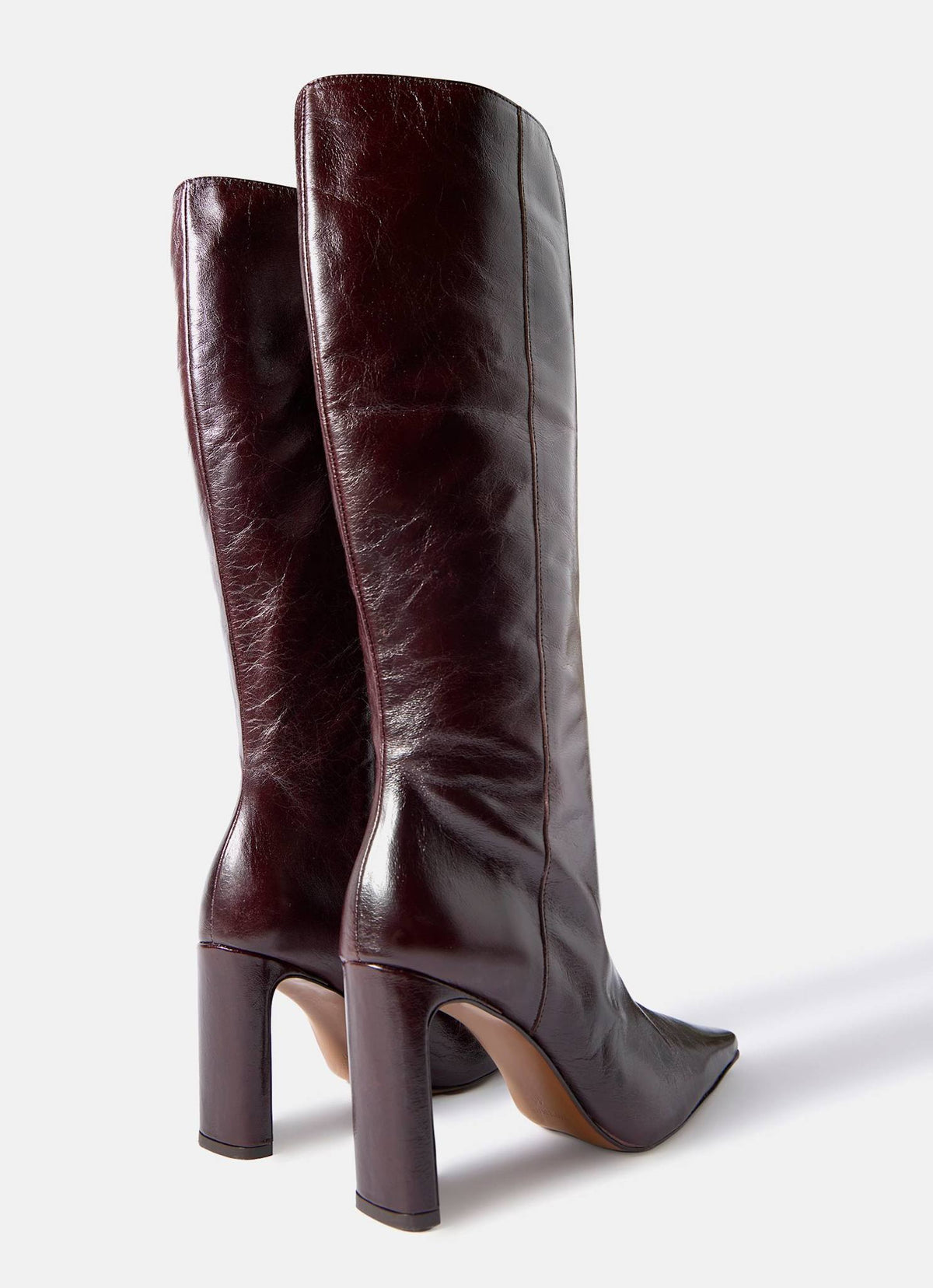 Bridie Burgundy Leather Knee High Boots