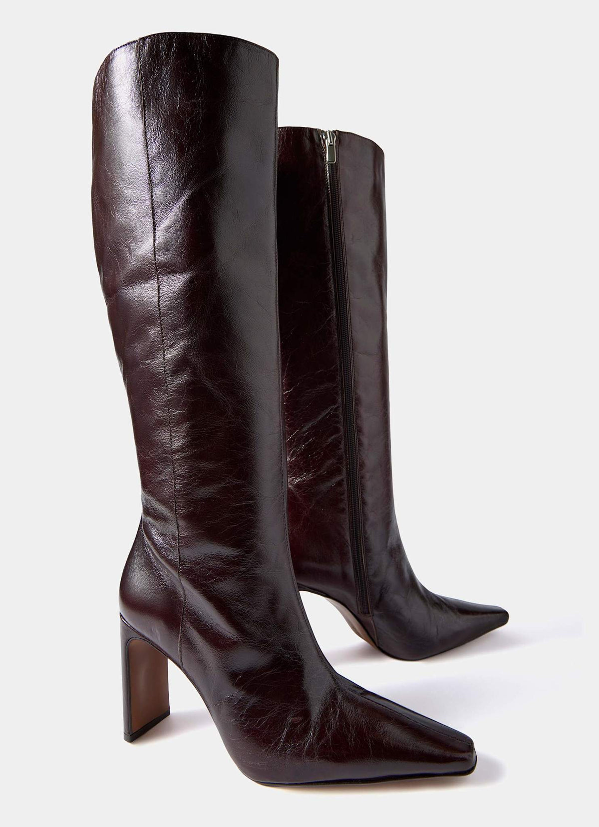 Bridie Burgundy Leather Knee High Boots