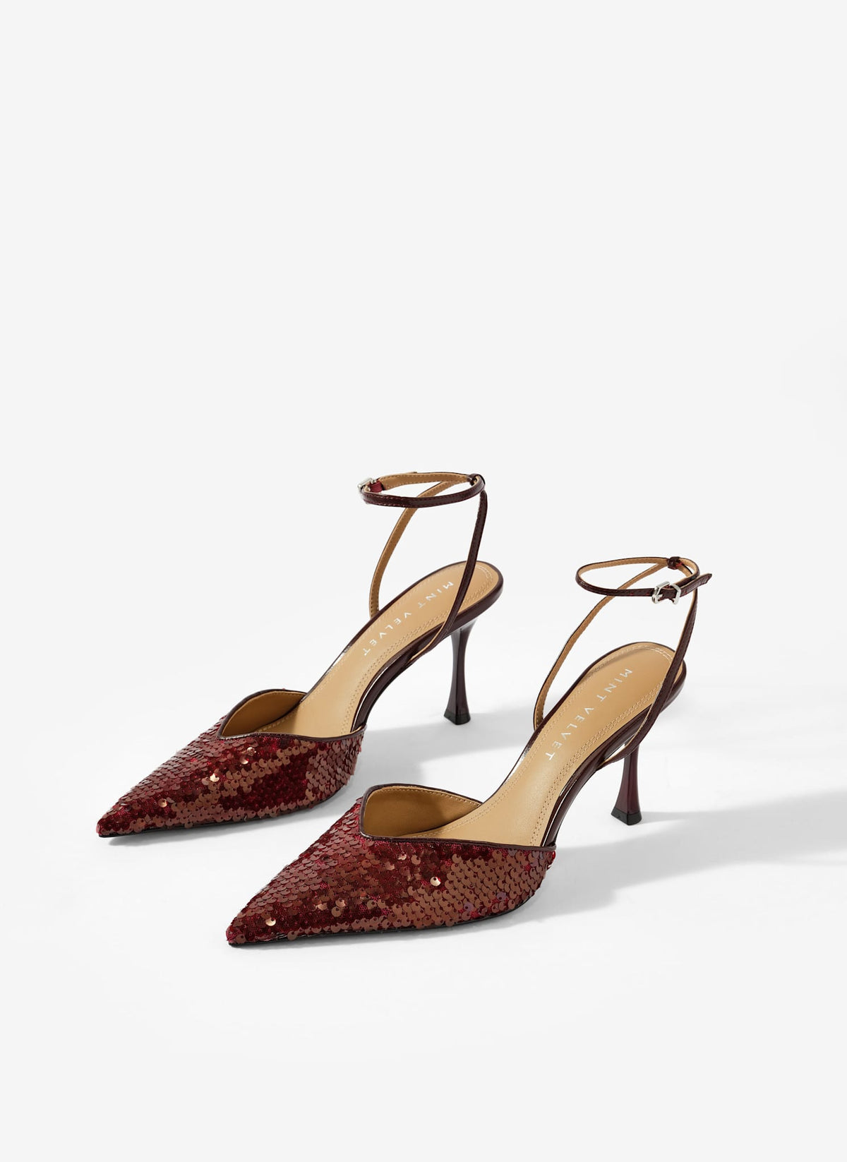 Ari Burgundy Sequin High Heels