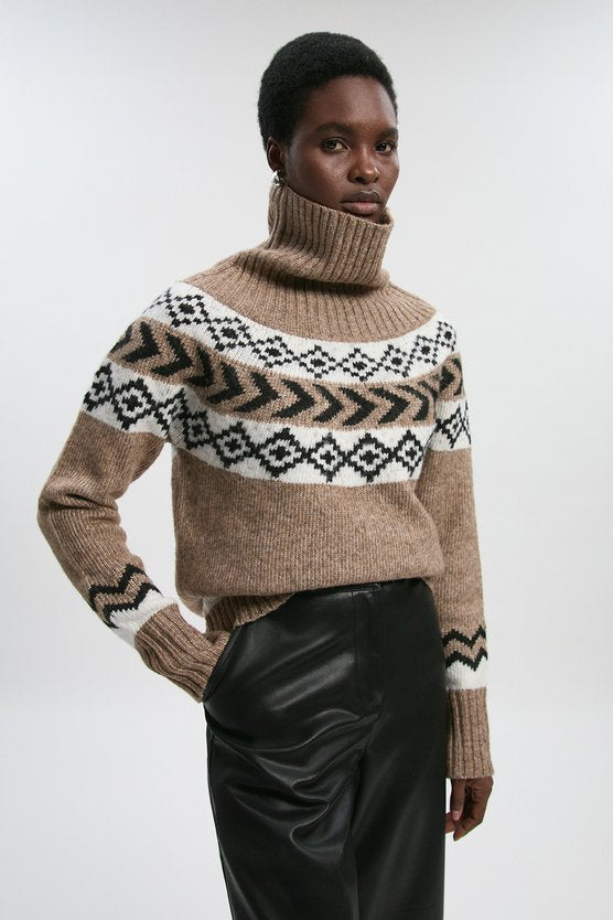 Fairisle Pattern Crew Neck Knit Jumper