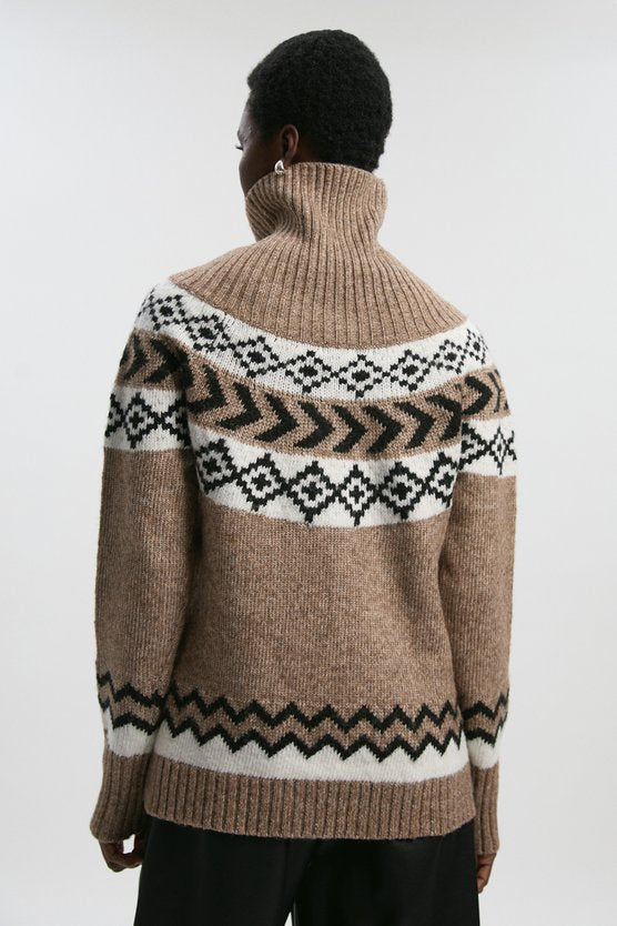 Fairisle Pattern Crew Neck Knit Jumper