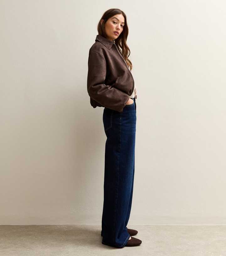 Brown Faux Suede Bubblehem Bomber Jacket