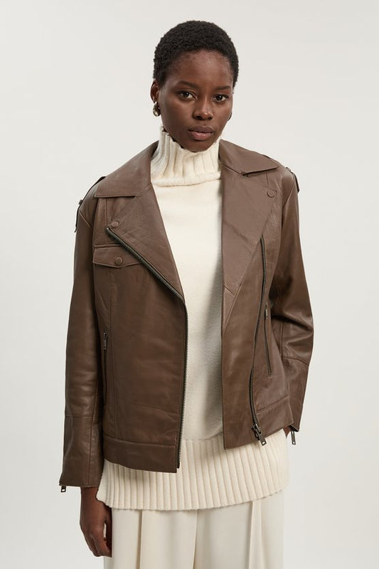 Leather Minimal Biker Jacket