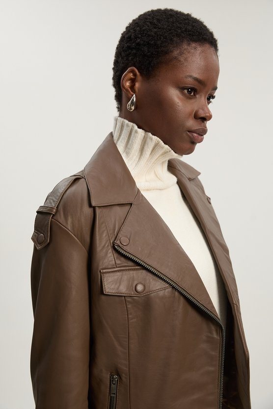 Leather Minimal Biker Jacket