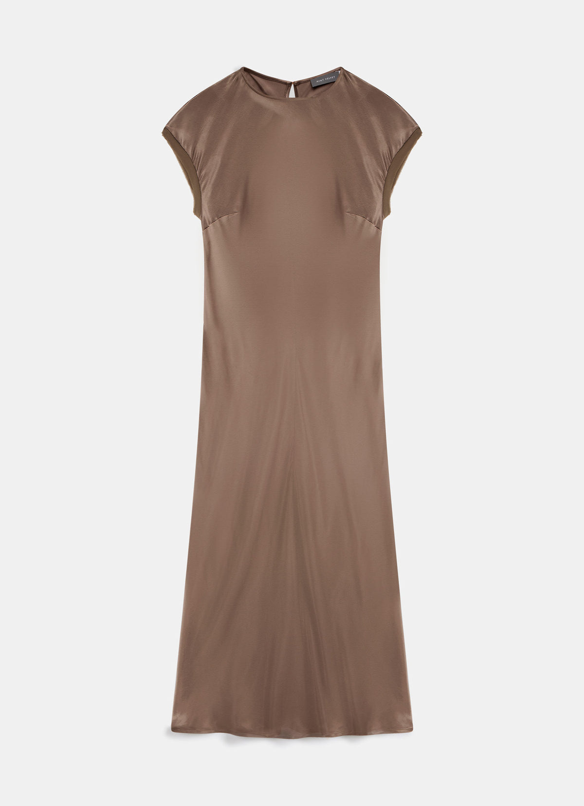 Brown Satin Slip Midi Dress