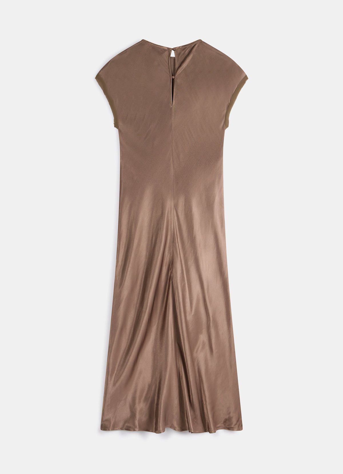 Brown Satin Slip Midi Dress