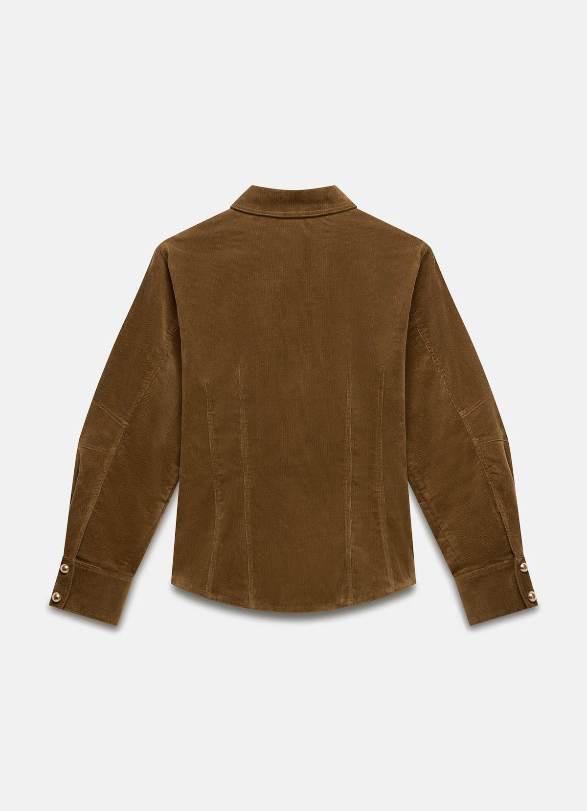 Brown Fitted Corduroy Shirt