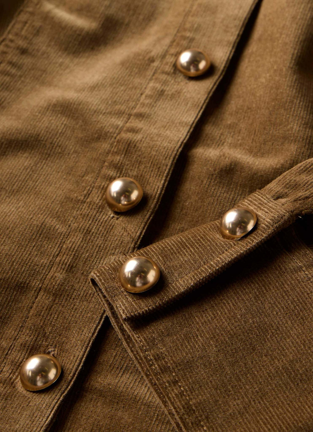 Brown Fitted Corduroy Shirt