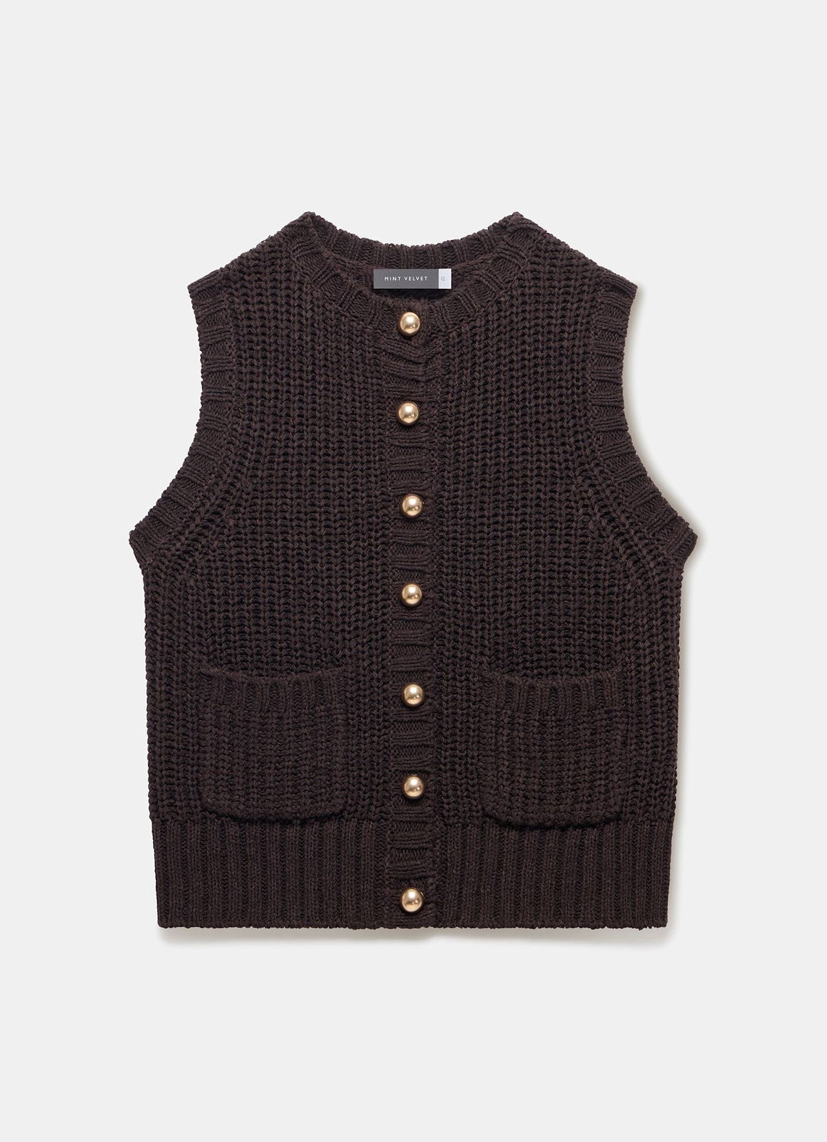 Brown Chunky Knit Waistcoat