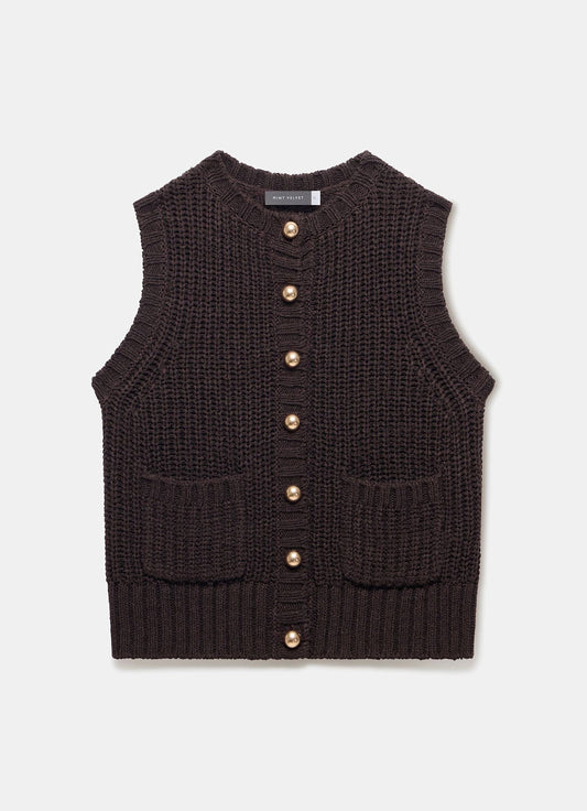 Brown Chunky Knit Waistcoat