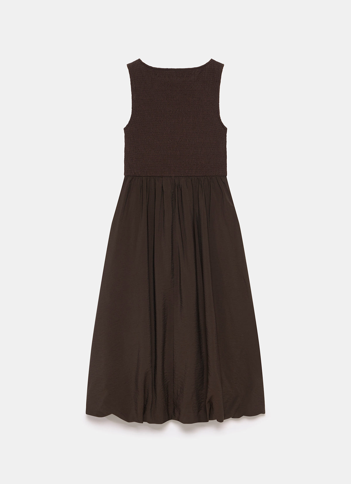 Brown Bubble Hem Midi Dress
