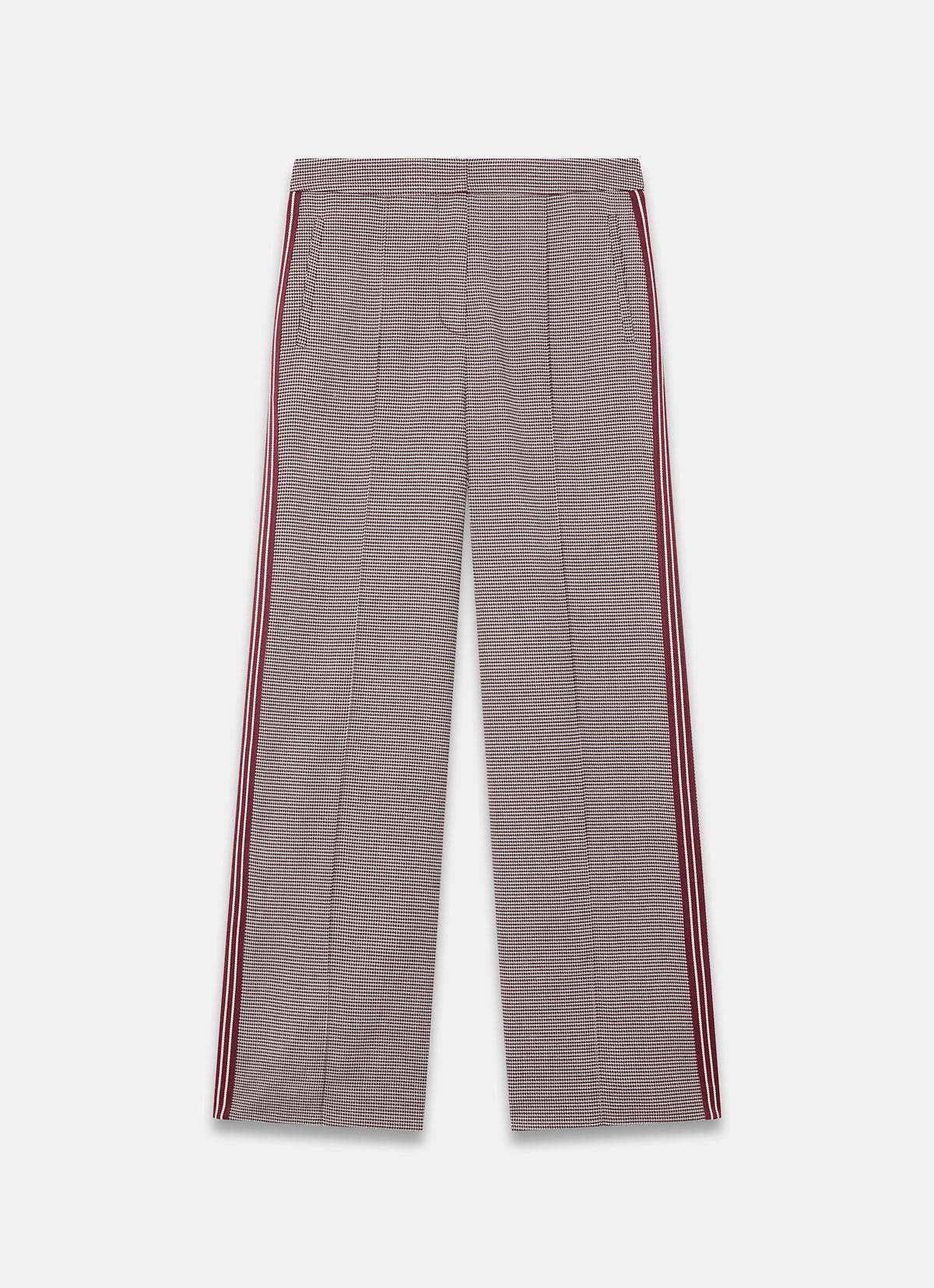 Burgundy Checked Side Stripe Wide Trousers