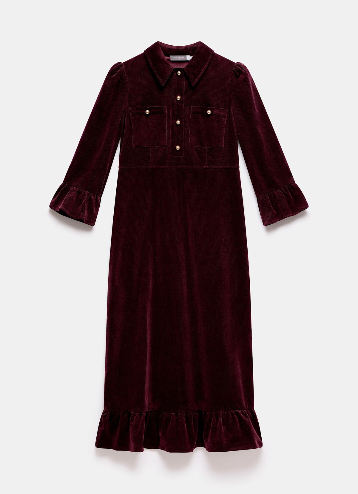 Burgundy Corduroy Midi Dress