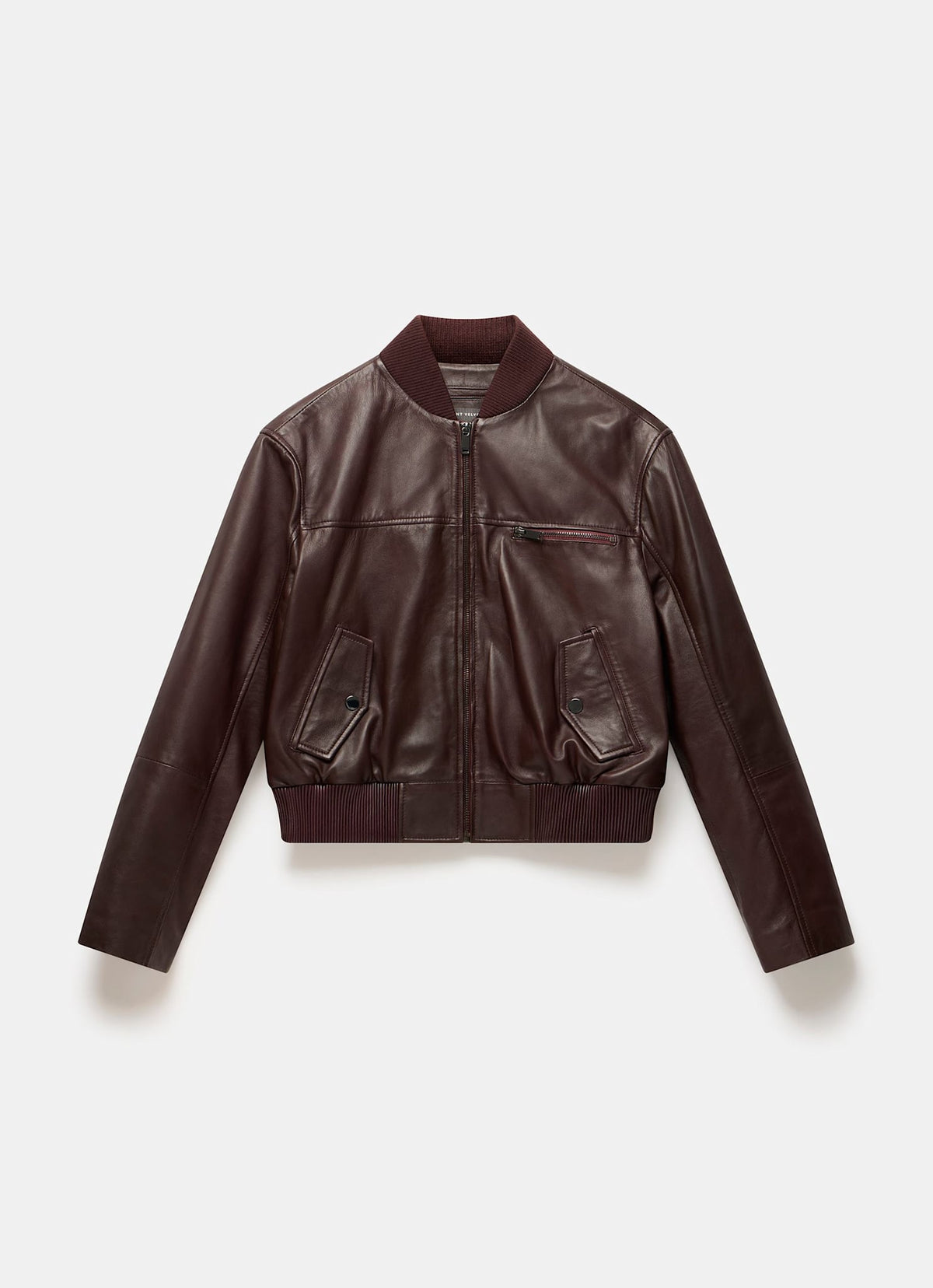 Burgundy Leather Bomber Jacket