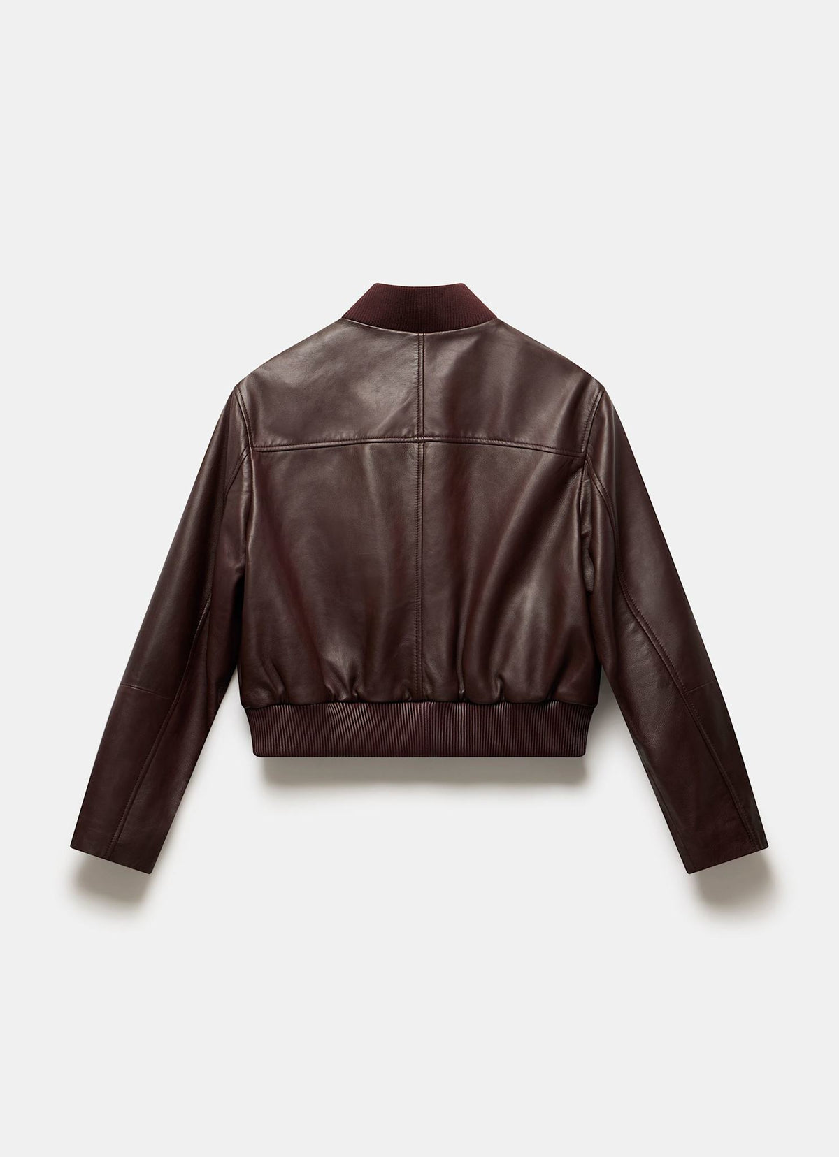 Burgundy Leather Bomber Jacket
