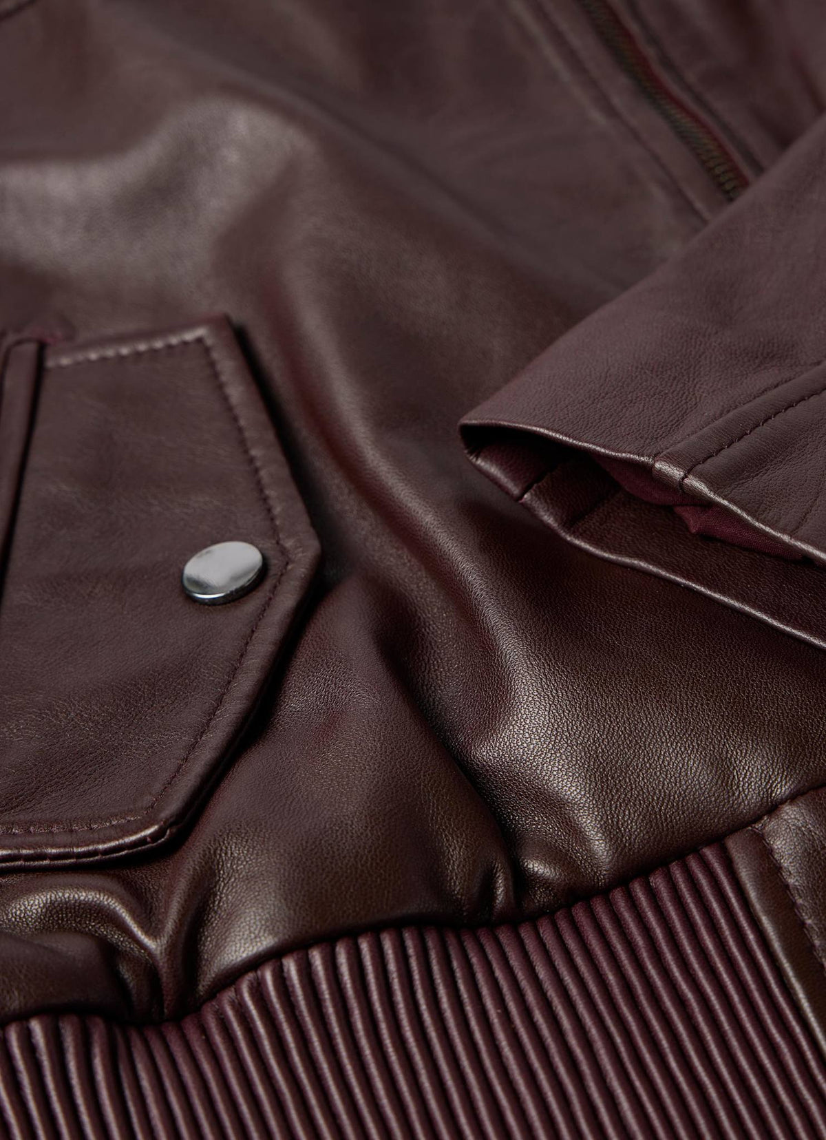 Burgundy Leather Bomber Jacket