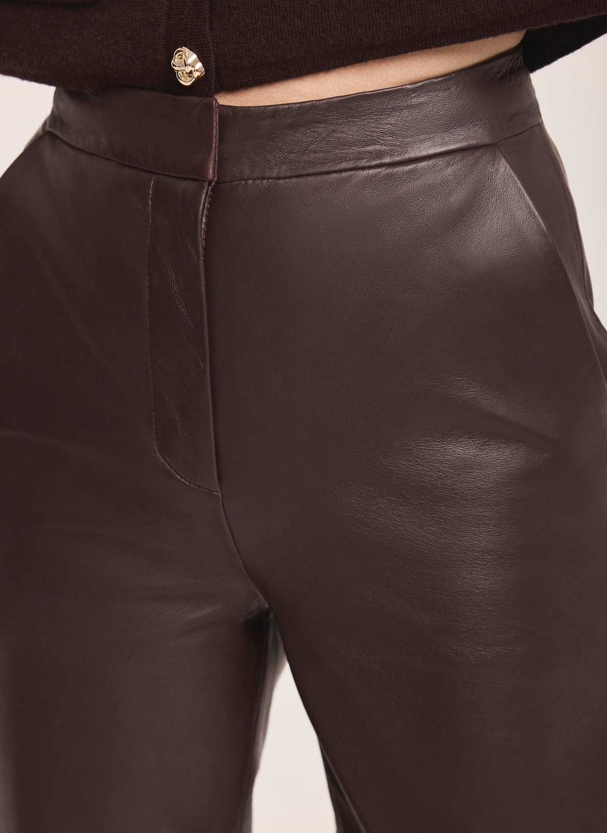 Burgundy Leather Trousers