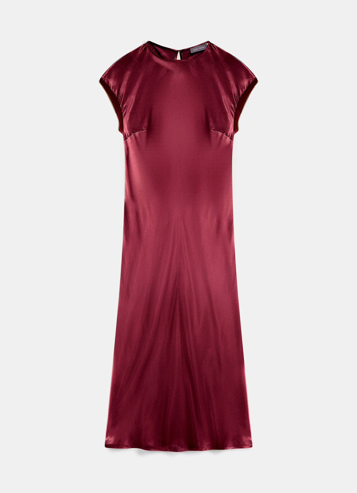 Burgundy Satin Midi Dress