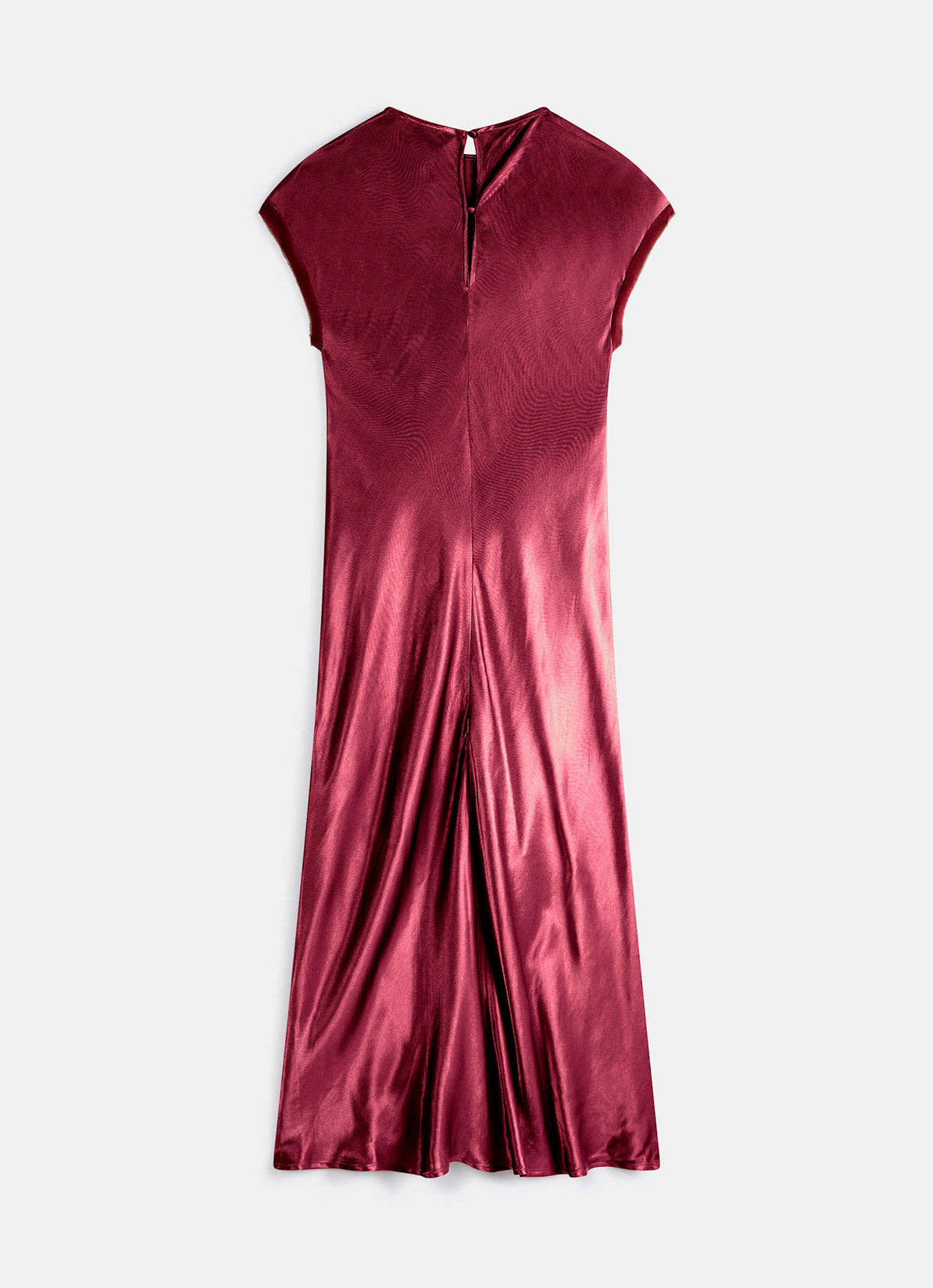 Burgundy Satin Midi Dress