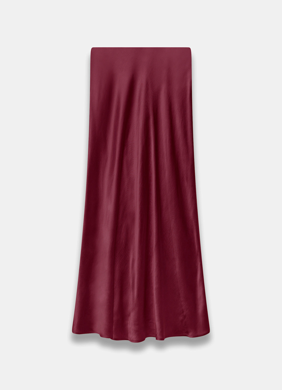 Burgundy Satin Slip Midi Skirt