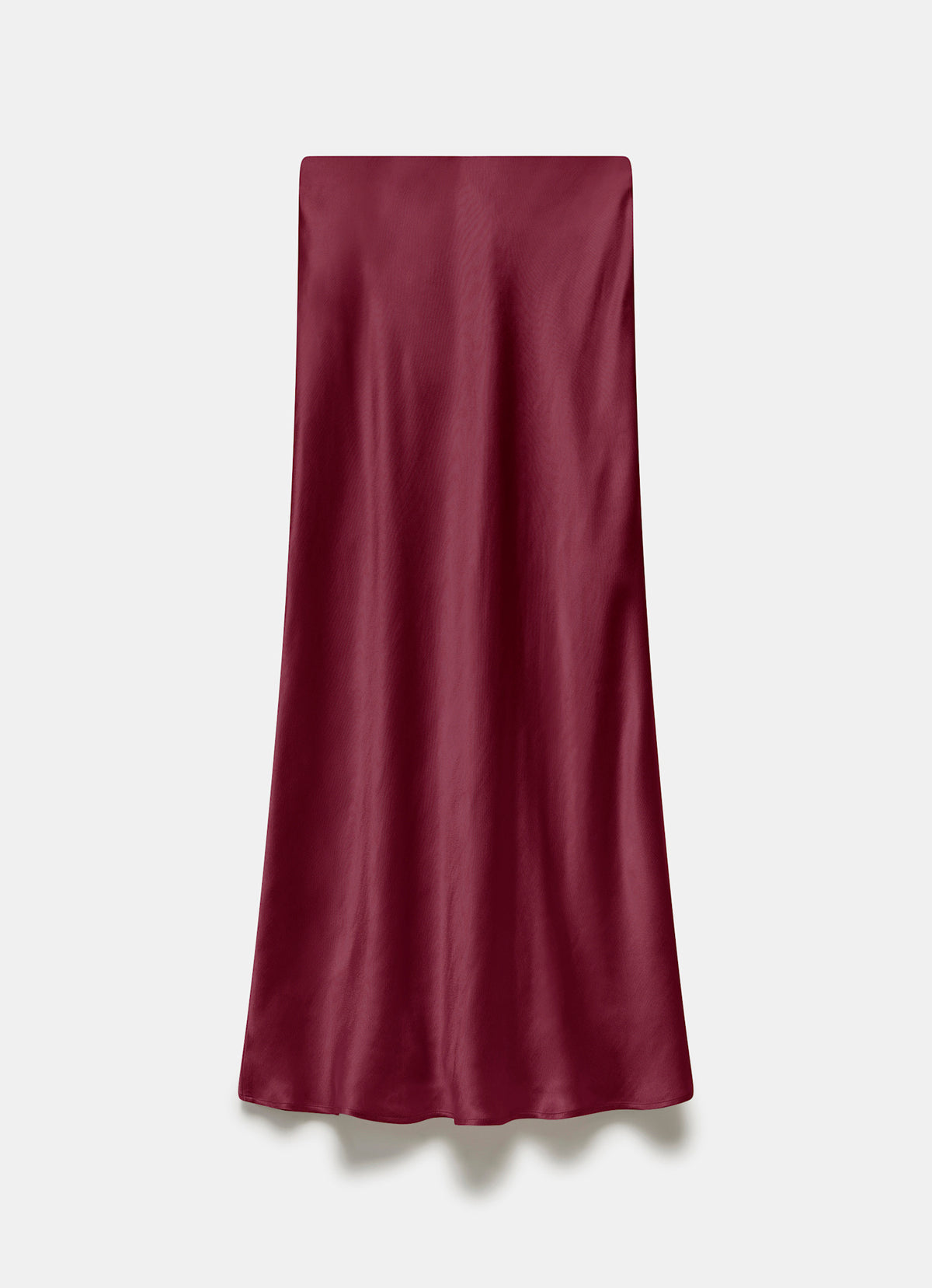 Burgundy Satin Slip Midi Skirt
