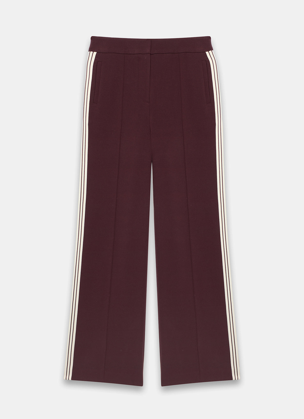Burgundy Contrast Side Stripe Trousers