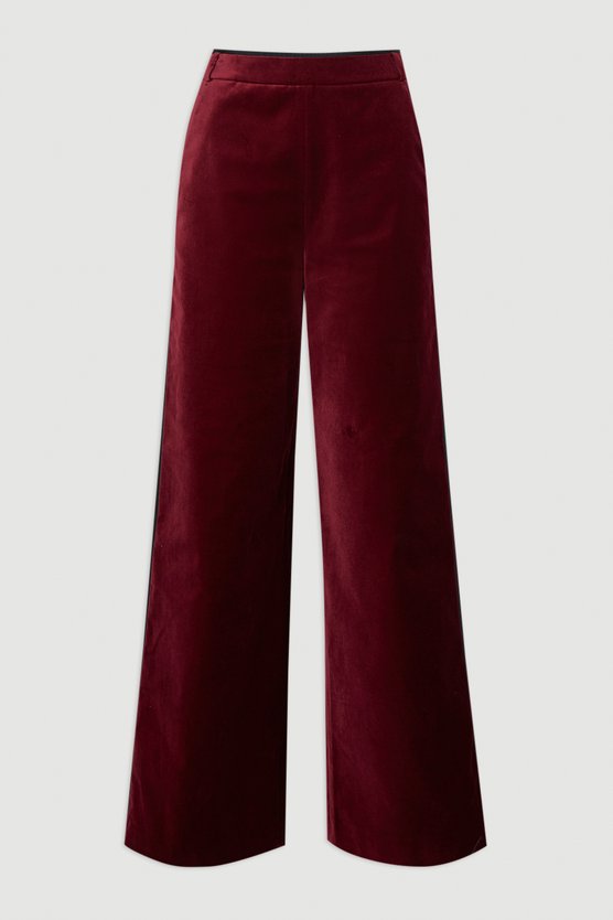 Velvet Groisgrain Tailored Wide Leg Trouser
