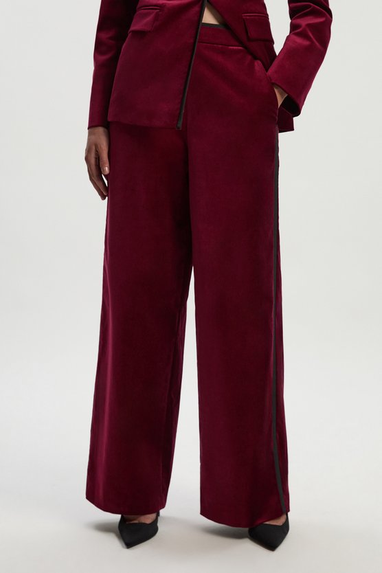 Velvet Groisgrain Tailored Wide Leg Trouser