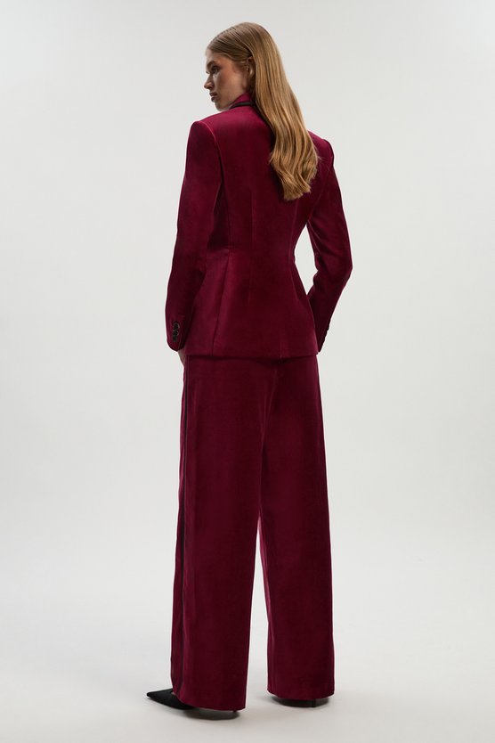 Velvet Groisgrain Tailored Wide Leg Trouser