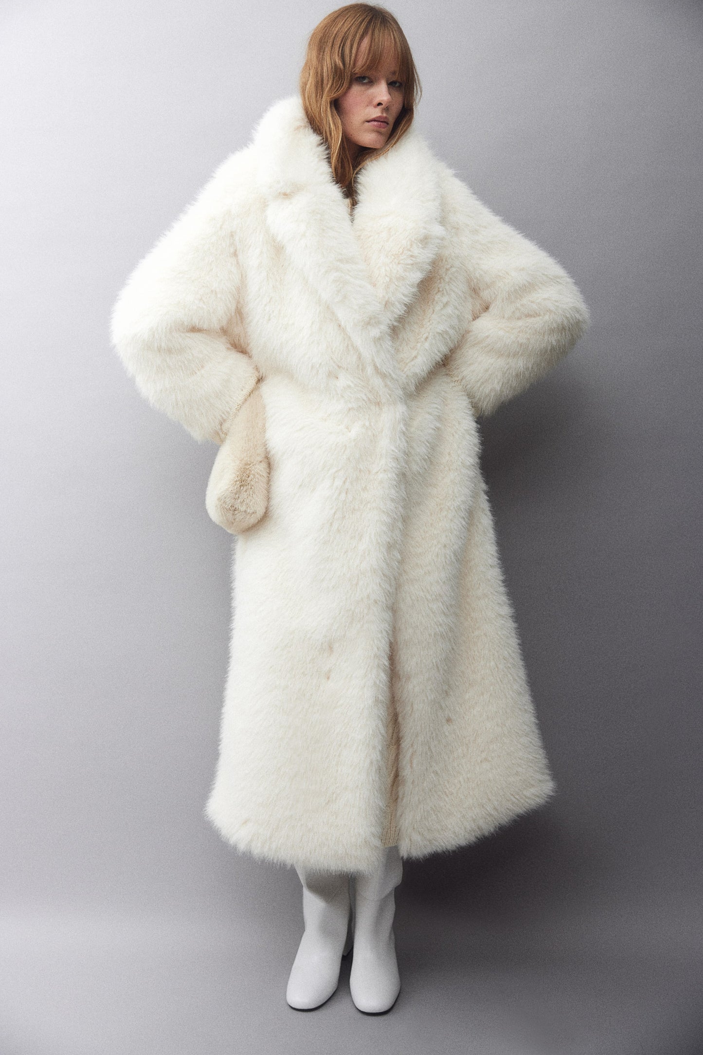 Fluffy maxi coat
